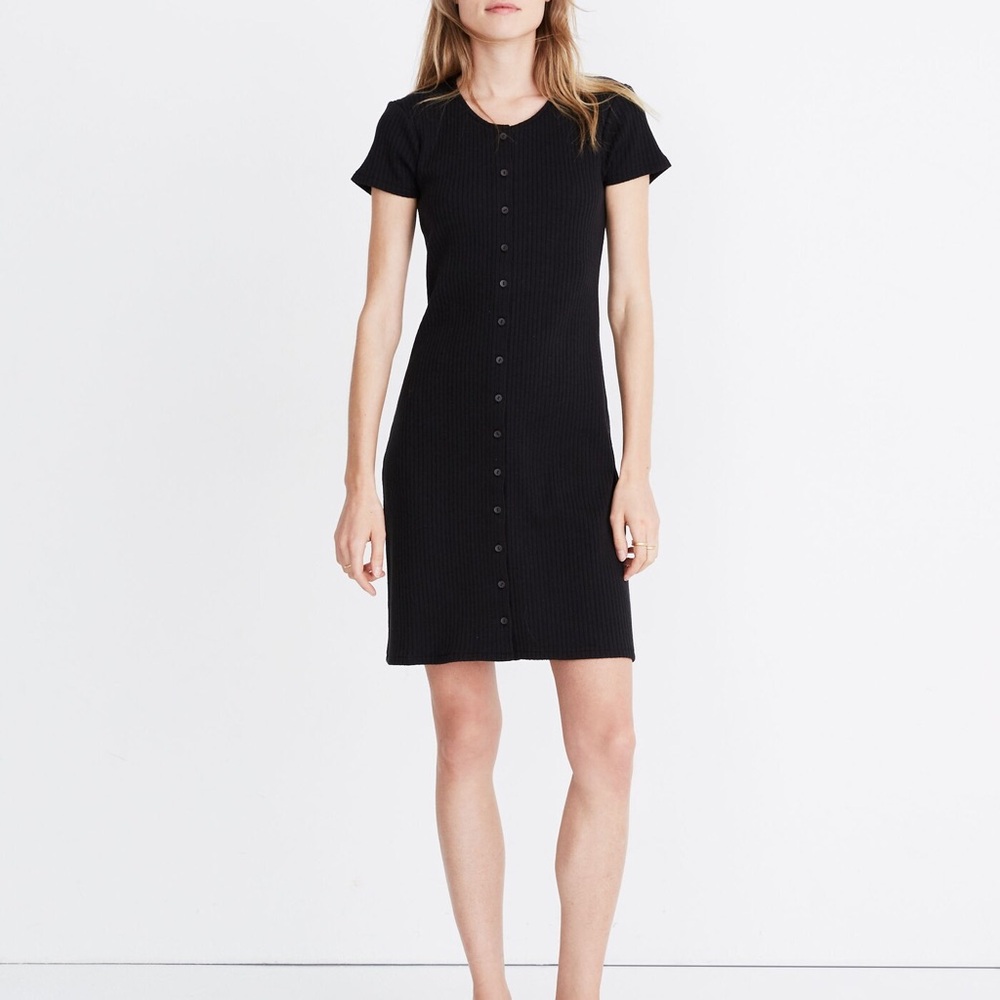 Madewell Black Button-Front Mini Dress